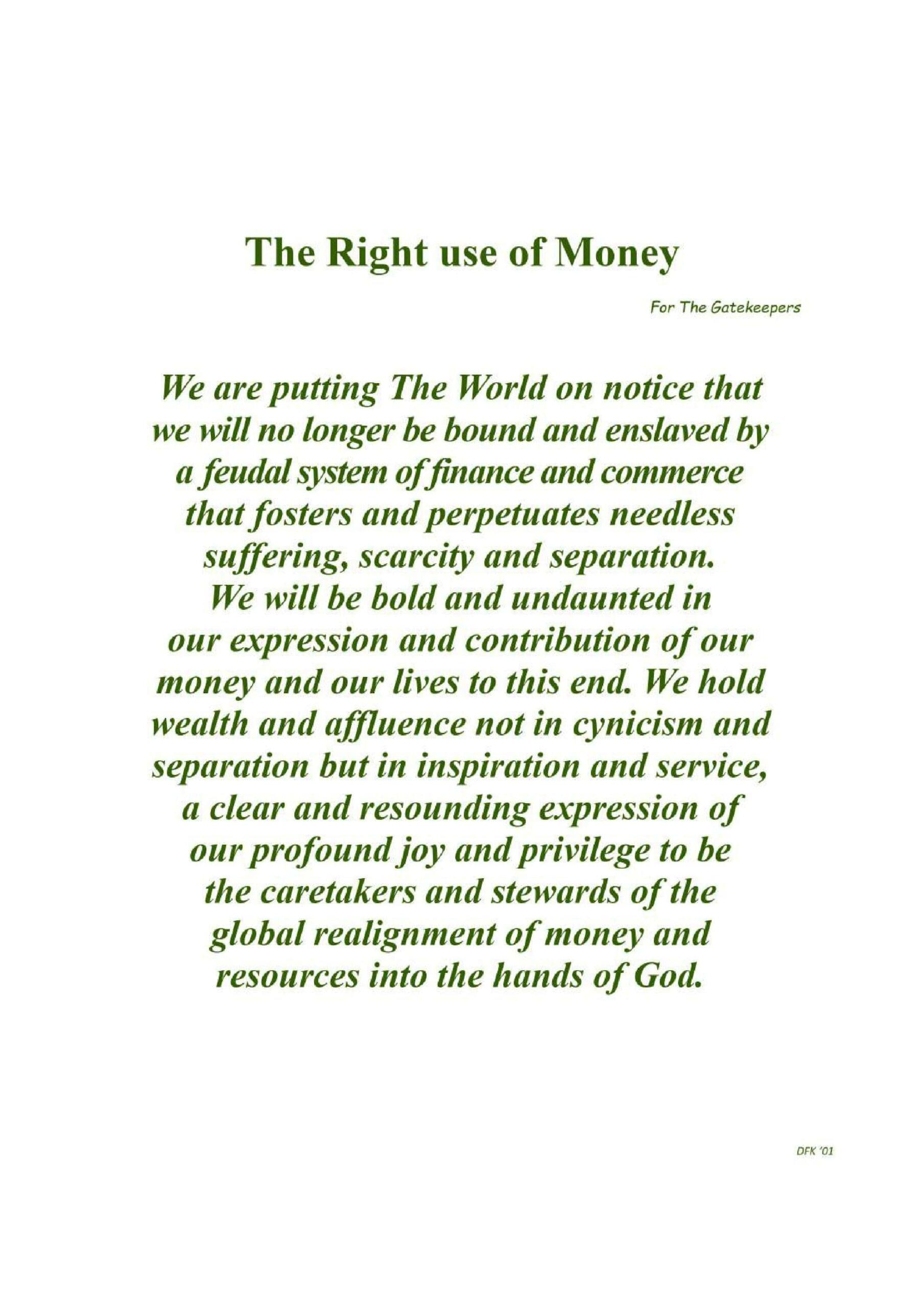 Right use of MoneyG updated